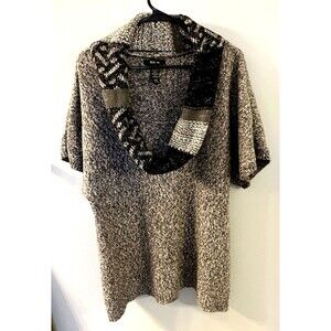 Style & Co Women's Gray/Black Combo Short Sleeve Tunic Sweater Size:  L